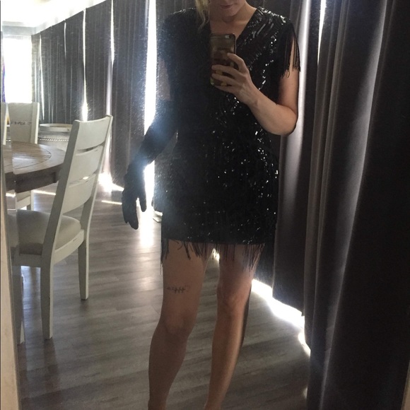 1920’s Flapper Dress Black Sequins - Picture 7 of 8